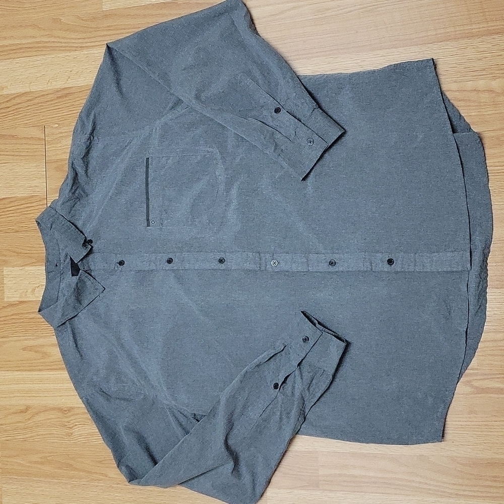 hurley nike dri fit button down long sleeve heather blue shirt